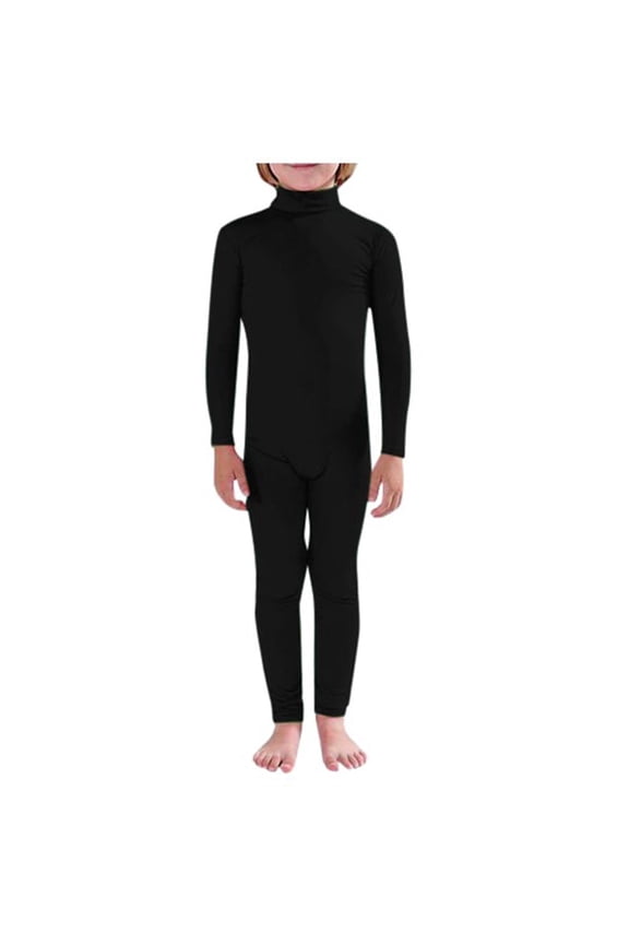 "Unisex Solid Color Stage Performance Costume Seamless Tight Bodysuit For Cosplay And Dance (Black)" Boys' jumpsuit