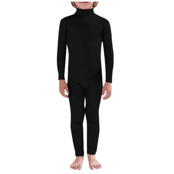HUANBAI "Unisex Solid Color Stage Performance Costume Seamless Tight Bodysuit For Cosplay And Dance (Black)" Boys' jumpsuit