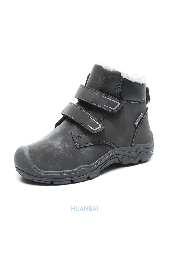 Winter Children's Boots Girls' Shoes Winter Boys' Boots Baby And Thickened Shoes For 5 11.5Years Old ,(7-8 Years Gray) Size ,14
