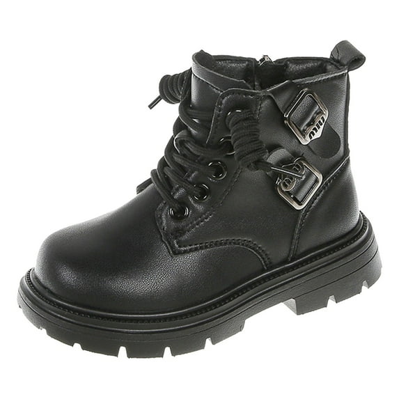 HUANBAI Winter Warm Fleece Lined Snow Boots For Girls Casual Comfortable Outdoor Hiking Shoes With Sole 5-5.5 Years