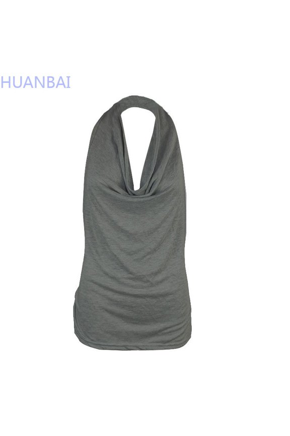 Women Drape Cowl Neck Tank Blouse Backless Sleeveless Vest Tops Basic Camisole Shirts