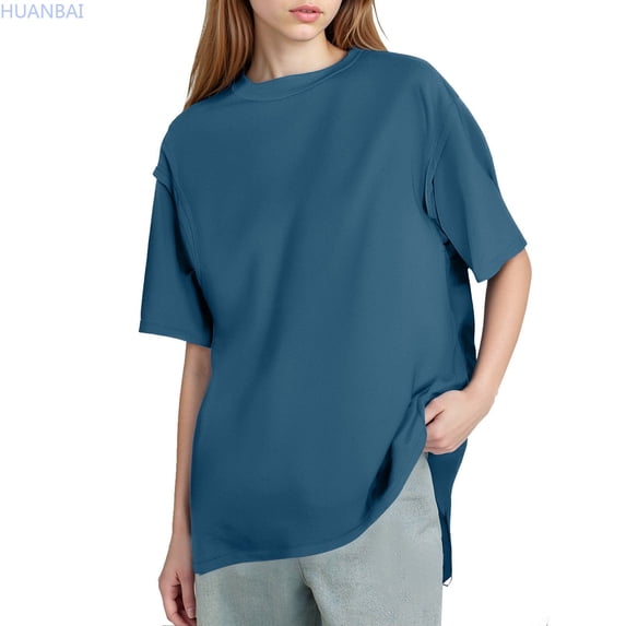 HUANBAI Women's Basic Crew Neck Short Sleeve T Shirt Casual Comfortable Everyday Wear Versatile Pure Color Top For Vacation All Seasons Summer Lightweight T-Shirts
