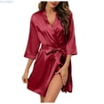 thumbnail image 1 of HUANBAI Women's Bride Bridesmaids Robe Short Satin Kimono Robes For Wedding & Bridal Party Silk Bathrobes For Women Casual Sleepwear, 1 of 5