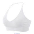 thumbnail image 1 of HUANBAI Women's Halterneck Sports Bra Backless Deep V Neck Sports Bustier Padded Gym Push Up Bra Backless Adjustable Straps ,(Small,White), 1 of 5