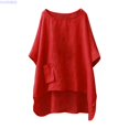 thumbnail image 1 of HUANBAI Women's Plus Size Round Neck Pocket Solid Color Irregular T Shirt Solid Color T shirt, 1 of 3