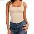 thumbnail image 1 of HUANBAI Women's Seamless Square Neck Compression Tank Top Shirt For Shapewear And Workout Slim Fitted Camisole, 1 of 5