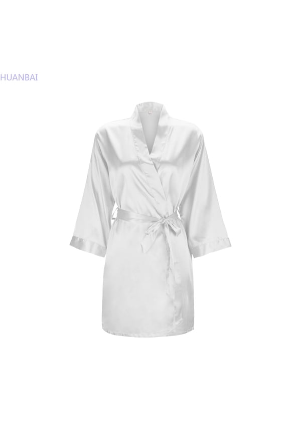 Women's Solid Color Light Bathrobe Wedding Dress Makeup Bridesmaid Dress Satin Kimono Pajamas Soft Pajamas Dress
