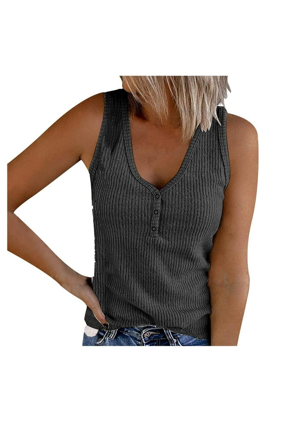 Women's V-neck undershirt sleeveless button-down undershirt shirt T-shirt Cotton Tank Top