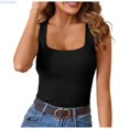 thumbnail image 1 of HUANBAI Womens Ribbed Tank Tops Summer Scoop Neck Slim Fitted Tops Basic Knit Sleeveless Shirts Tank Tops for Women, 1 of 5