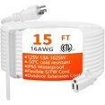 HUANCHAIN Indoor Outdoor White Extension Cord 15 ft Waterproof, 16/3