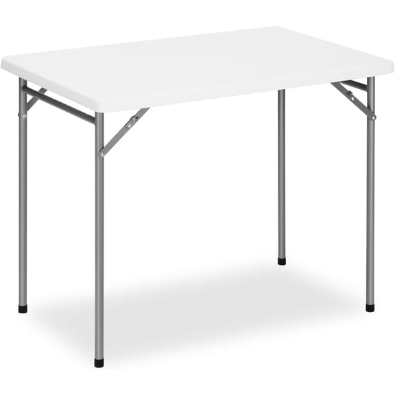 HUANG 3ft Rectangular Folding Table - All-Occasion Foldable Table with HDPE Top & Steel Legs, Durable Stable Small Table for Camping Picnic Party Indoor Outdoor