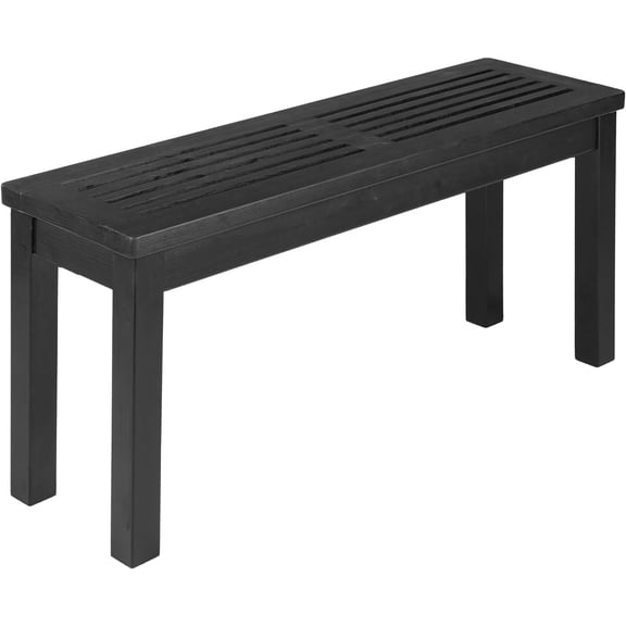 HUANG 40" Backless Wooden Garden Bench, Black