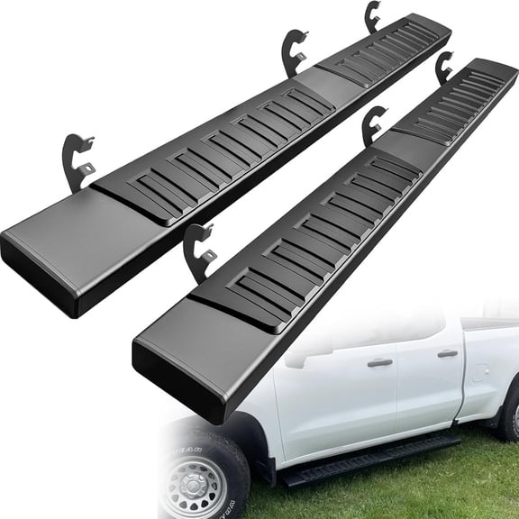 HUANG 6.5 Inch Running Boards for 2019-2026 Chevy Silverado/GMC Sierra Double Cab | Black Aluminum Alloy
