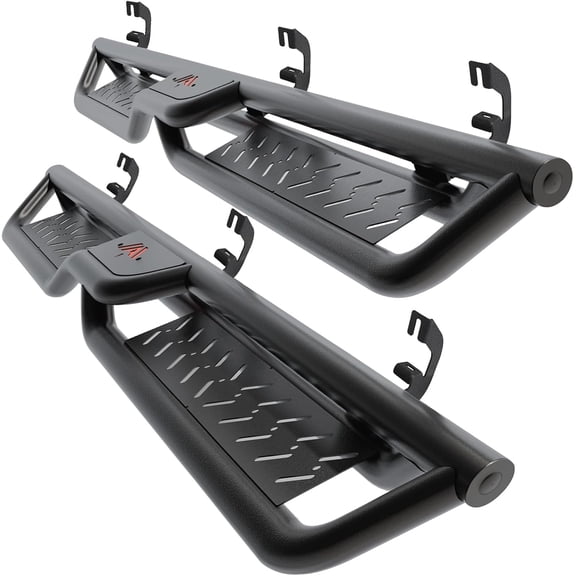 HUANG 6 Inch Running Boards for 2007-2018 Chevy Silverado/GMC Sierra 1500/2500HD/3500HD Extended/Double Cab - Black Steel Side Steps