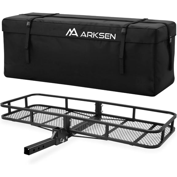 HUANG 60" Folding Hitch Cargo Carrier with 600D PVC Waterproof Bag, 500 LB Capacity