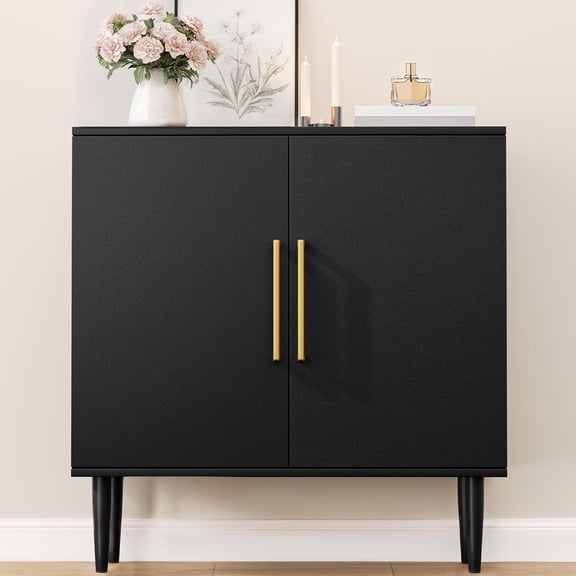 HUANG Modern Black Sideboard Buffet Storage Cabinet, Free Standing Accent Furniture for Living Room, Hallway, Dining Room