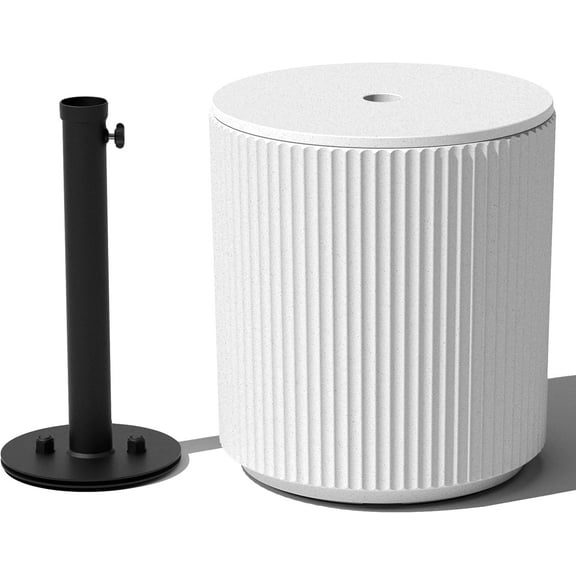 HUANG Outdoor Umbrella Side Table with Hole, Plastic-Stone Composite, Patio & Poolside