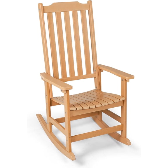 HUANG Oversized Outdoor Rocking Chair, All-Weather High Back Porch Rocker