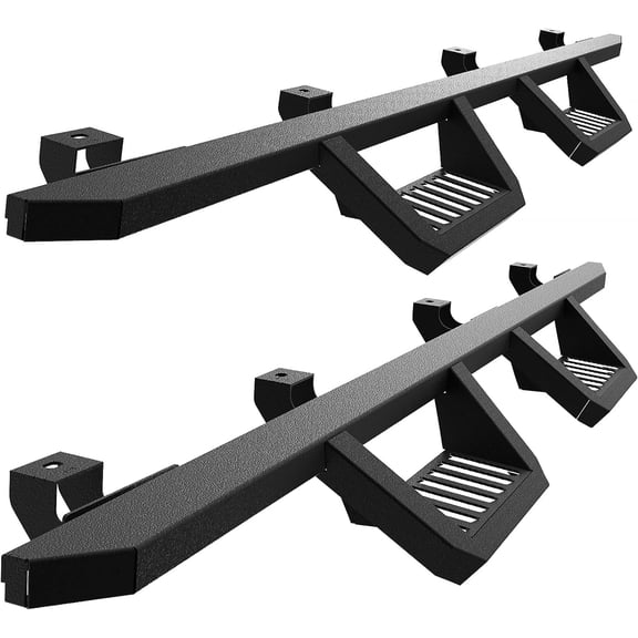 HUANG Running Boards for 2020-2026 Jeep Gladiator JT | Textured Black Steel Drop Down Step Bars (2 pcs)