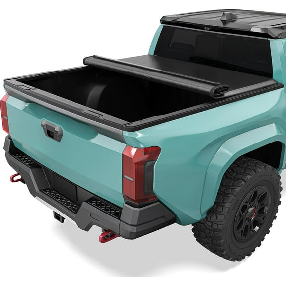 HUANG Soft Roll-Up Tonneau Cover for 2024-2025 Toyota Tacoma with Deck Rail System - 5 ft Bed (Excludes Trail Edition)