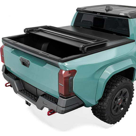 HUANG Soft Tri-Fold Tonneau Cover for 2024-2025 Toyota Tacoma with Deck Rail System - 5 ft Bed (Excludes Trail Edition)