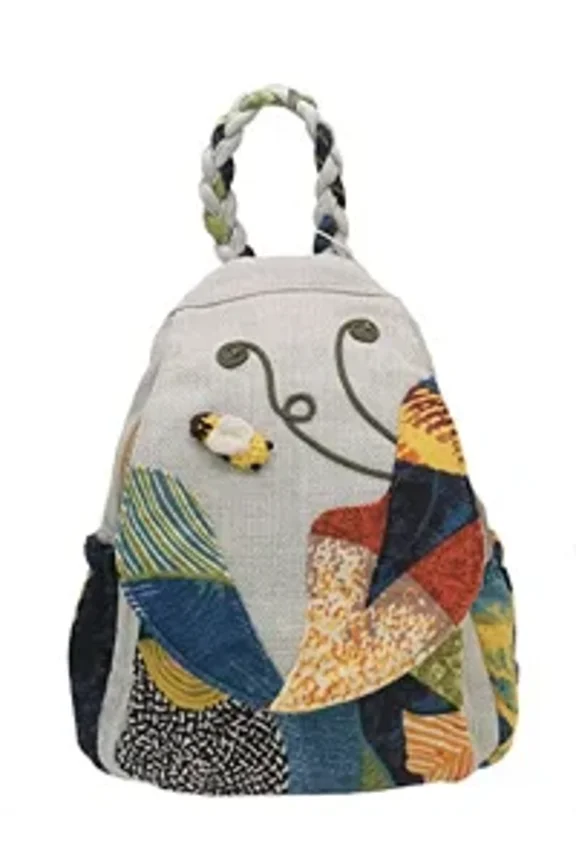 Women Cotton Woven Hippie Hemp Boho Canvas Embroidery Multi Pocket Retro Cute Backpack Wallet Backpack（Cricket）