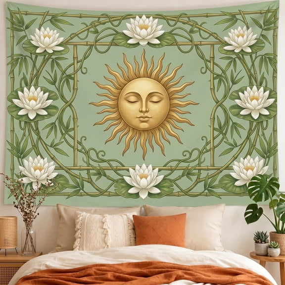 XaaKee Large Wall Tapestry, Symmetrical Floral Zen Sun Room Tapestry, High-Quality Polyester Tapestry Wall Hanging, Yoga Room Decor, 60x40Inch