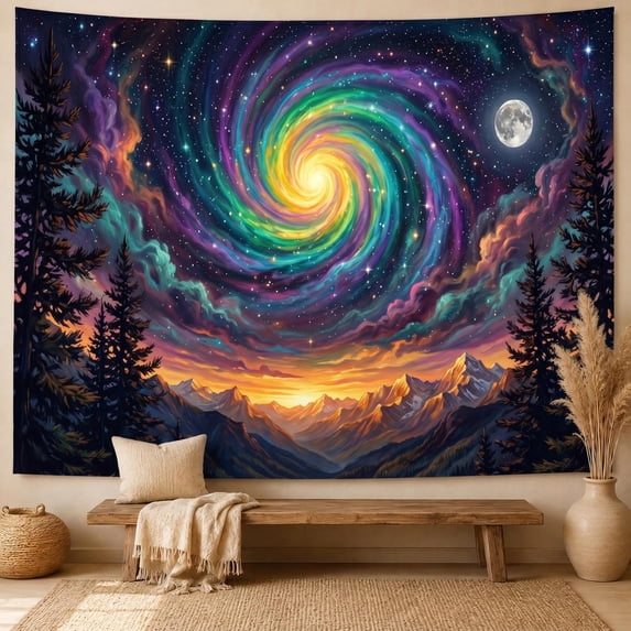 XaaKee Room Tapestry, Celestial Forest View Wall Tapestry, High-Quality Polyester Tapestry Wall Hanging For Living Spaces, 60x40Inch