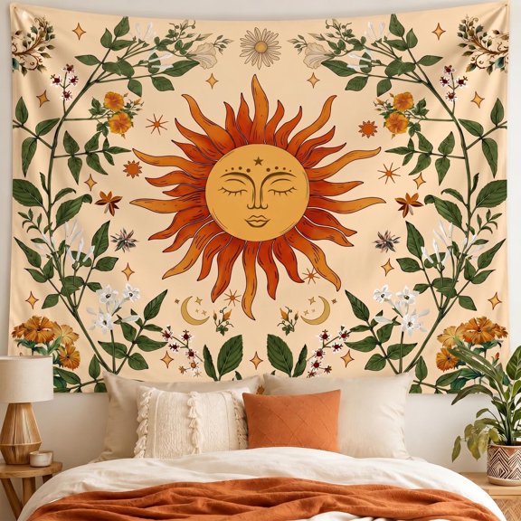 XaaKee Room Tapestry, Vintage Mystical Artwork Minimal Sun Tapestry, High-Quality Polyester Tapestry For Bedroom, Aesthetic Wall Decor, 60x40Inch
