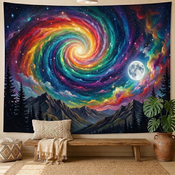 HUANGLE Tapestry For Bedroom, Surreal Cosmic Landscape Luminous Stars Tapestry, High-Quality Polyester Large Wall Tapestry For Living Room, 60x40Inch