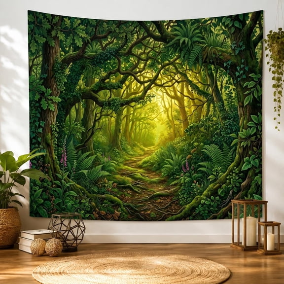 XaaKee Tapestry Wall Hanging, Enchanted Woodland Secret Trail Tapestry, High-Quality Polyester Bedroom Tapestry For Living Room Office, 60x40Inch