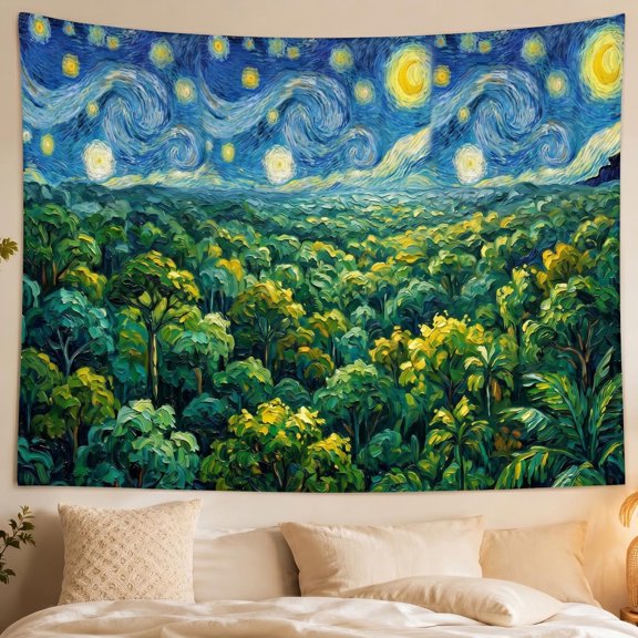 XaaKee Tapestry Wall Hanging, Rainforest Canopy Post-Impressionism Tapestry For Bedroom, High-Quality Polyester Large Wall Tapestry For Living Room And Dorm, 60x40Inch