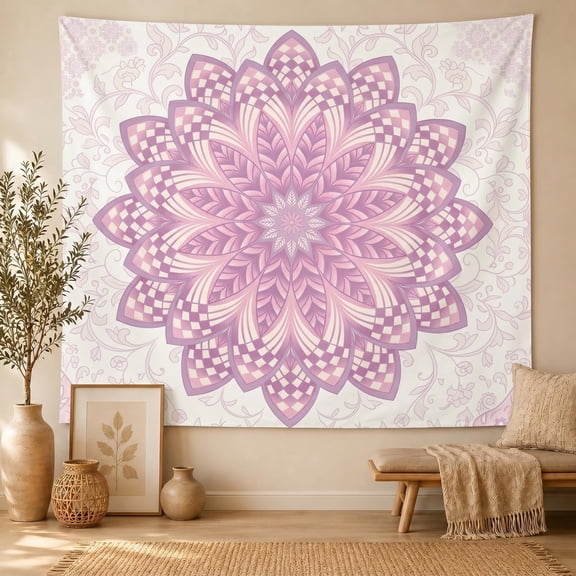 XaaKee Tapestry Wall Hanging, Spiritual Mandala Whispering Orchid Tapestry, High-Quality Polyester Large Tapestry For Living Room 60x40Inch