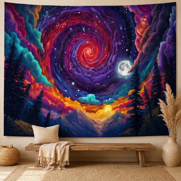 XaaKee Tapestry Wall Hanging, Violet Cosmos Dreamlike Starry Sky Tapestry, High-Quality Polyester Large Tapestry For Bedroom Living Room 60x40Inch