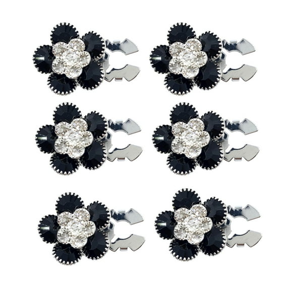HUANLEDASH 1/6Pcs Button Covers Faux Pearls Shiny Rhinestone Flower Shape Button Clip with Pliers Press Dress Suit Tux Accessories