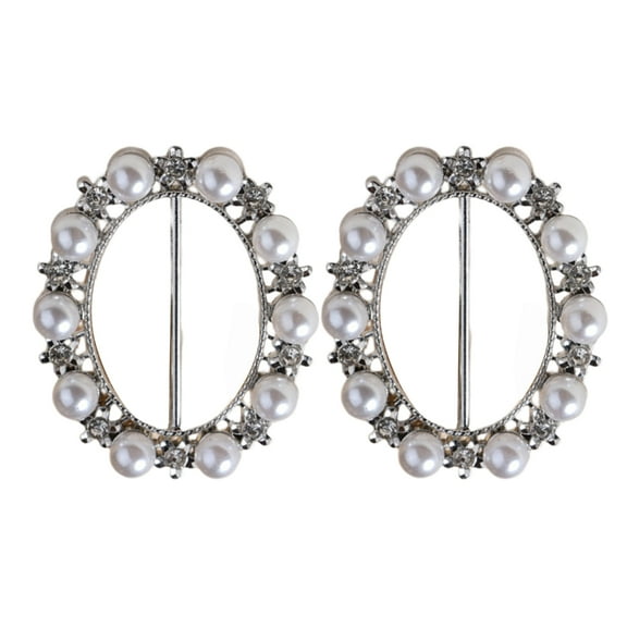 HUANLEDASH 1 Pair Alloy T-shirt Clips Clothes Buckles Top Rings Flower Butterfly Shape Anti-slip Anti-rust Faux Pearl Rhinestone Decor T-shirt Knot Fasteners