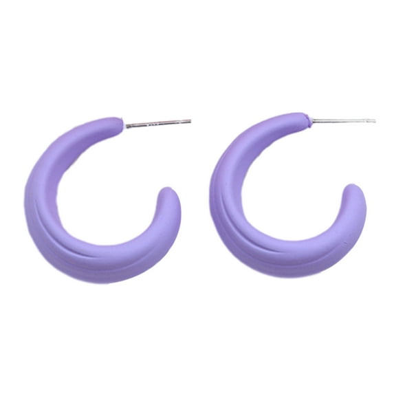 HUANLEDASH 1 Pair Candy Color C-shaped Ear Studs Earrings Colorful Hoop Earrings Geometric Circle Lightweight Earrings Jewelry Gift