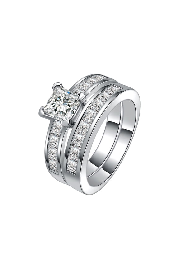 1 Pair Couple Rings Geometric Rhinestone Decor Symbol of Love And Unity Anniversary Ring Copper Proposal Ring Wedding Ring Light Luxury Jewelry His And Her Matching Rings