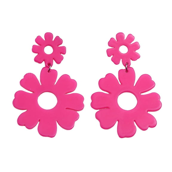 HUANLEDASH 1 Pair Cute Hollow Flower Dangle Earrings Vintage Acrylic Exaggerated Stud Drop Earrings Fashion Jewelry Accessories Gift