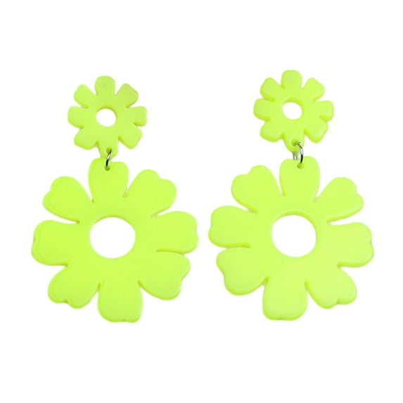 HUANLEDASH 1 Pair Cute Hollow Flower Dangle Earrings Vintage Acrylic Exaggerated Stud Drop Earrings Fashion Jewelry Accessories Gift