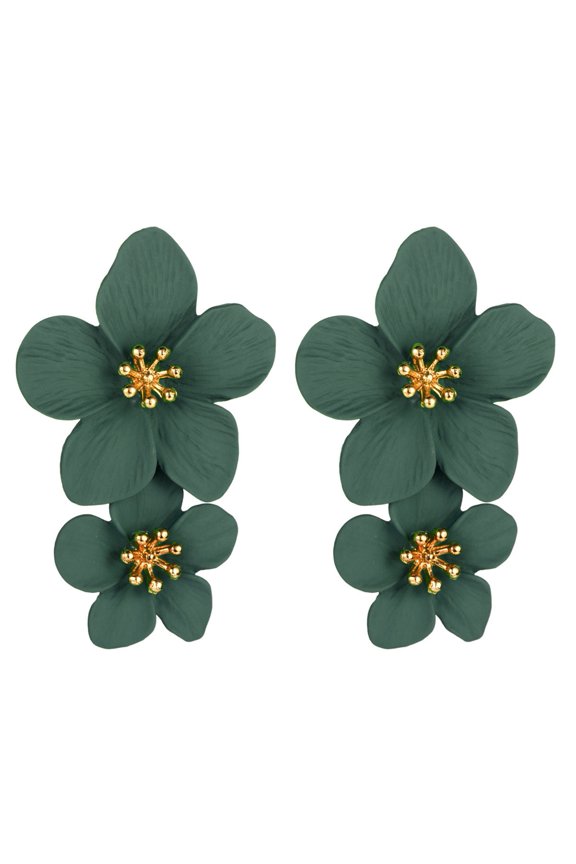 1 Pair Drop Earrings Double Layer Plumeria Flower Shape Dangling Earrings Women Stud Earring Jewelry Accessories