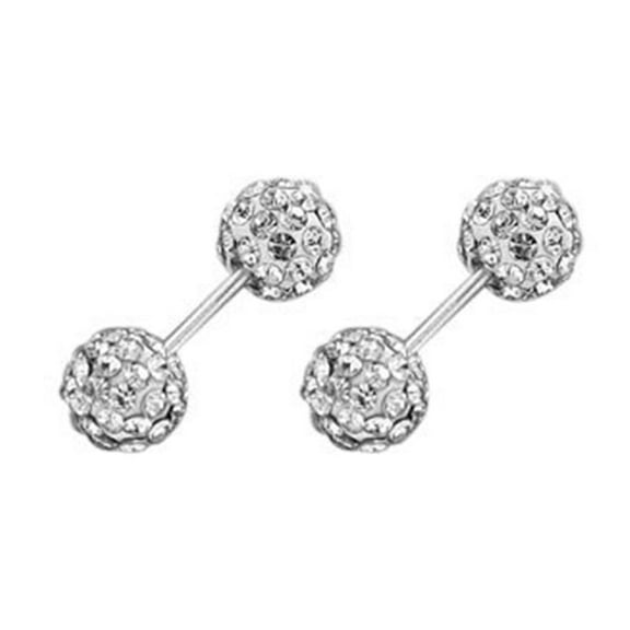 HUANLEDASH 1 Pair Ear Studs 4/5/6mm Double Head Screw Back Small Hypoallergenic Shiny Cubic Zirconia Women Earrings Fashion Jewelry