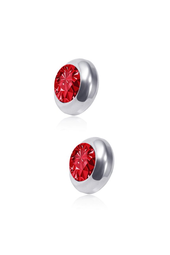 1 Pair Ear Studs Non-Piercing Magnetic Stainless Steel Round Colored Rhinestone Embedded Men Women Earrings Fashion Jewelry