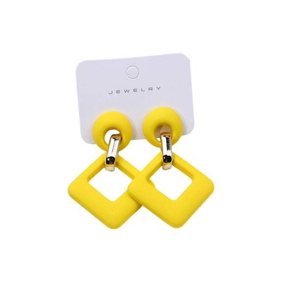 HUANLEDASH 1 Pair Geometric Drop Earrings Square Hollow Design Earrings Lightweight Deform-resistant Jewellery Gift for Mom Sister Girlfriend