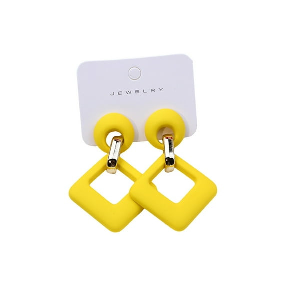 HUANLEDASH 1 Pair Geometric Drop Earrings Square Hollow Design Earrings Lightweight Deform-resistant Jewellery Gift for Mom Sister Girlfriend