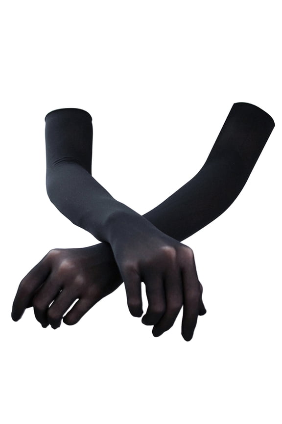 1 Pair Gloves Thin Mesh See-through Stage Performance Pole Dancing Full Fingers Breathable Soft Anti-slip Solid Color Bride Wedding Gloves