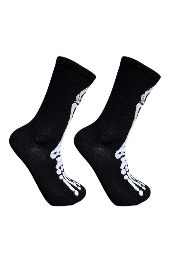 1 Pair Halloween Socks Spider Wet Skull Skeleton Print Color Matching High Elasticity Anti-slip Unisex Sport Sweat-Absorbent Basketball Football Long Stockings