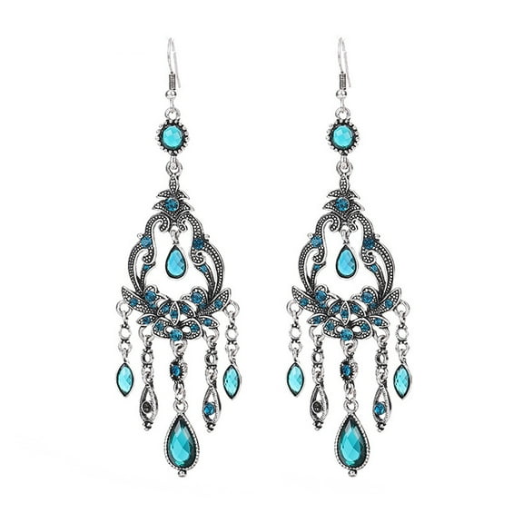 HUANLEDASH 1 Pair Hook Earrings Boho Style Hollow Flower Design Drop Earrings with Faux Crystals Weddings Parties Accessories