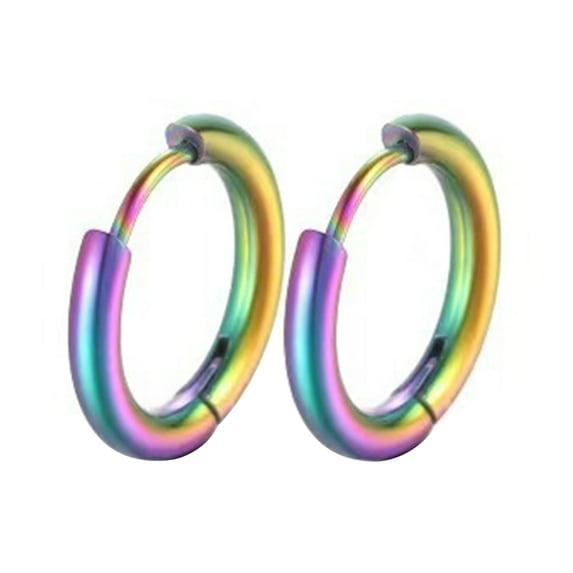 HUANLEDASH 1 Pair Hoop Earrings Stainless Steel Geometric Elegant Polished Silver Color Metal Circle Earrings Fashion Jewelry