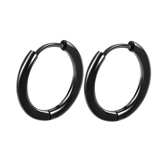 HUANLEDASH 1 Pair Hoop Earrings Stainless Steel Geometric Elegant Polished Silver Color Metal Circle Earrings Fashion Jewelry